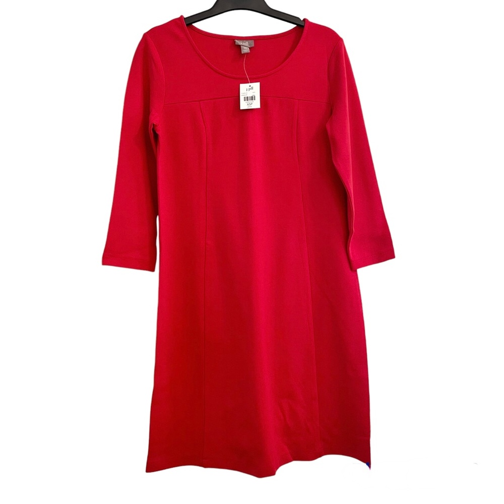 J. Jill Ponte sheath dress red shift Hibiscus  XS P